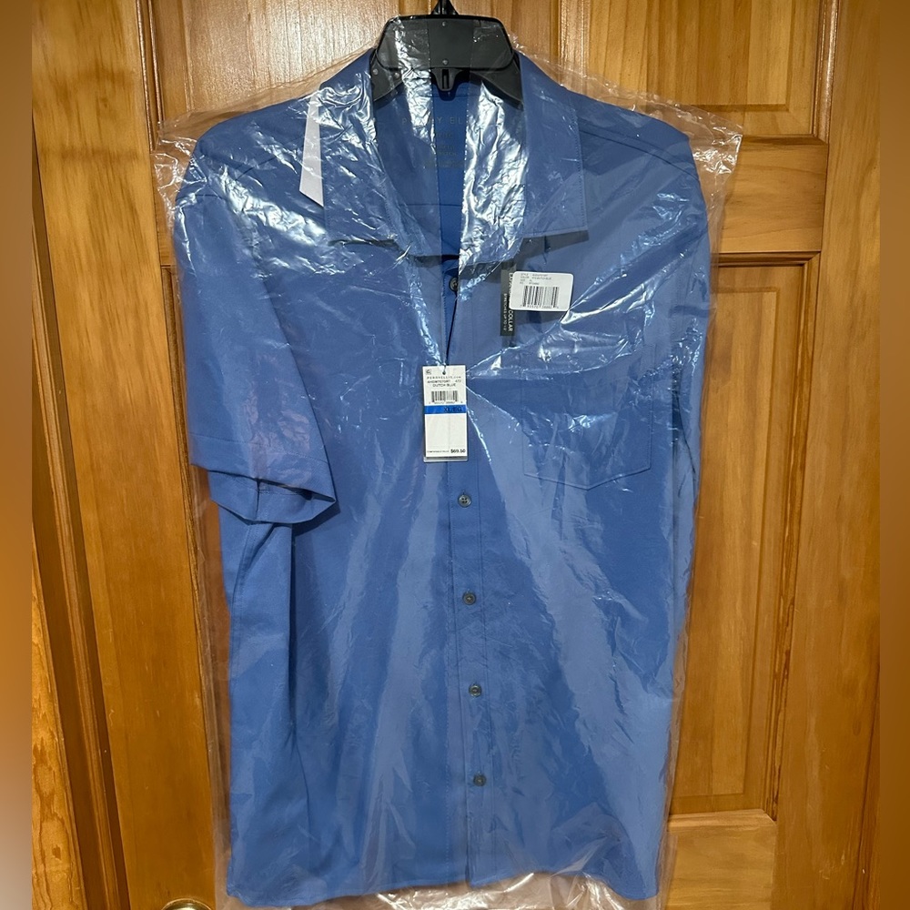 Perry Ellis XL Stretch Fit Short Sleeve Button Up Blue Men’s